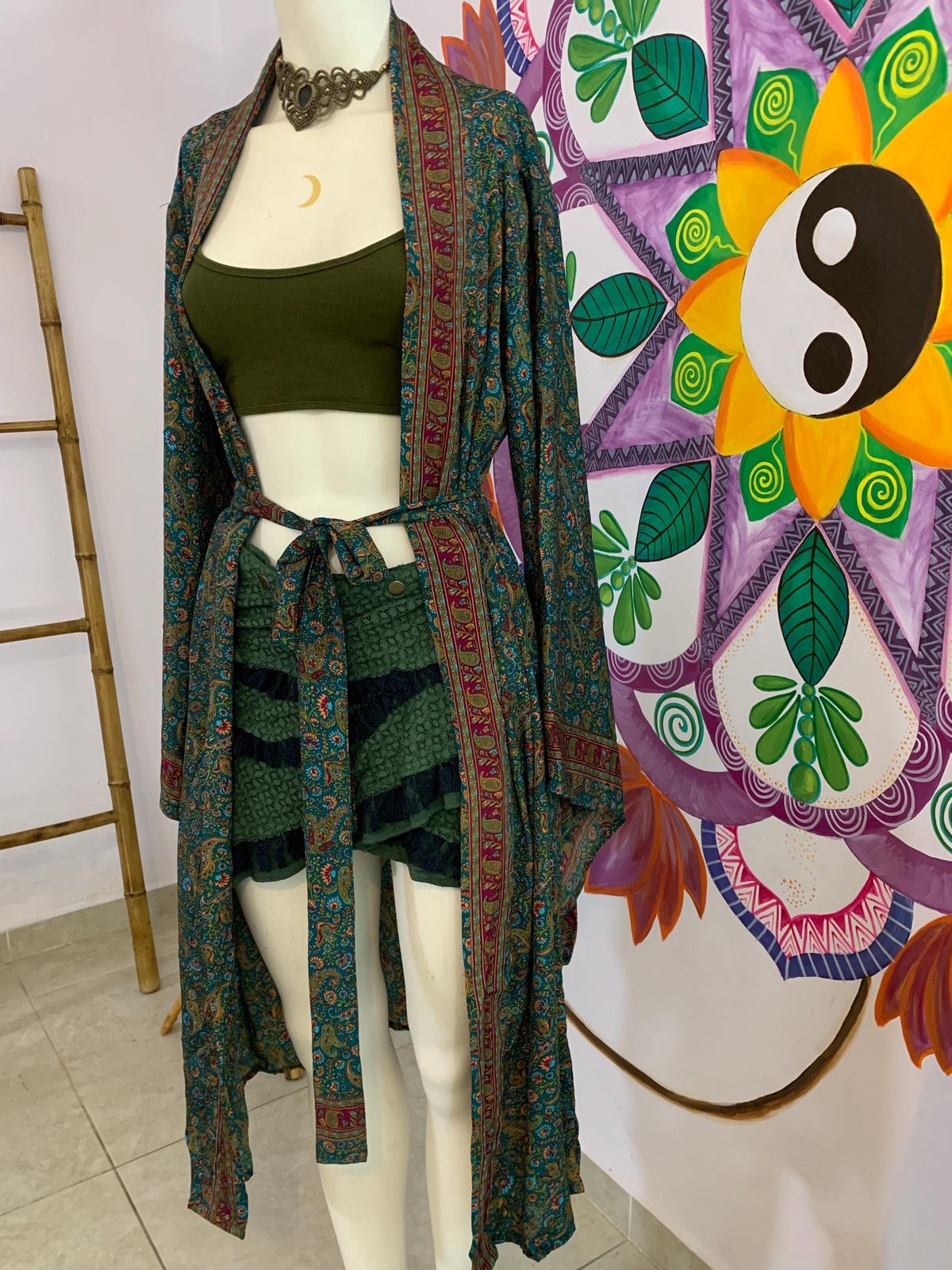 Vivi Blue Midi Kimono — view 2