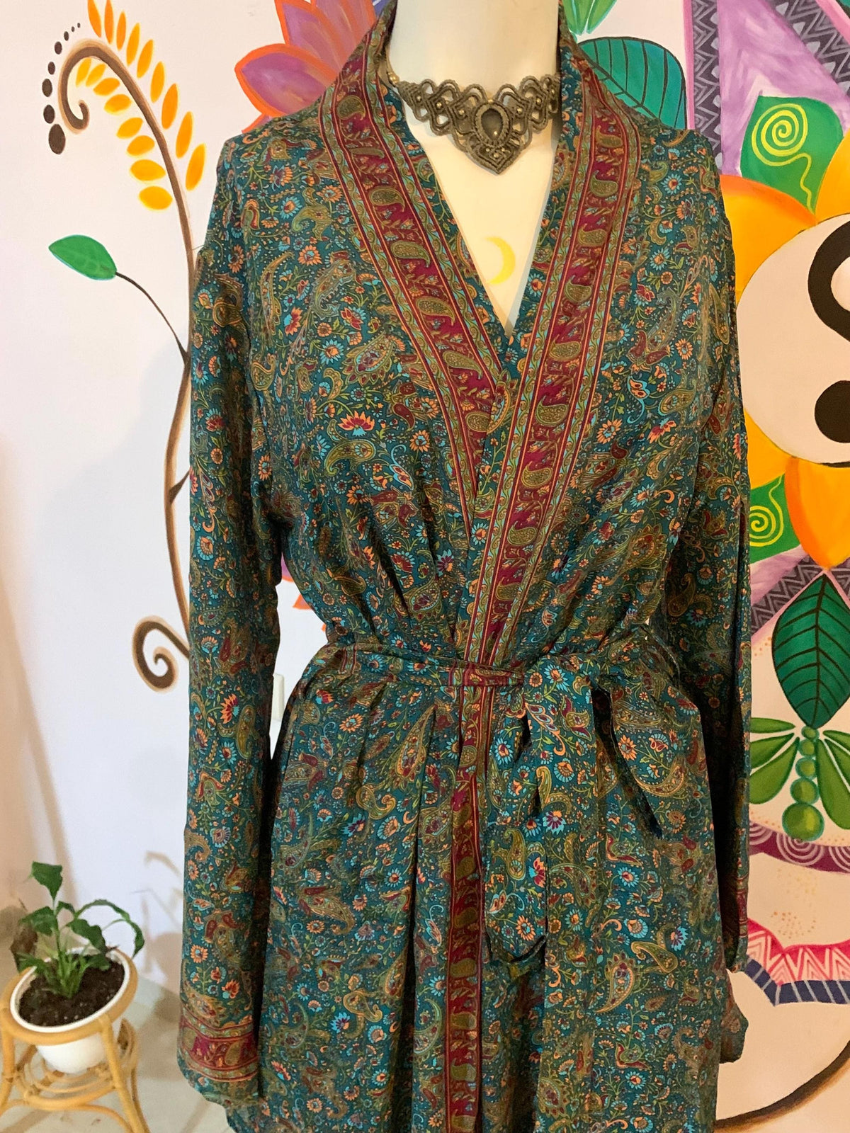 Vivi Blue Midi Kimono — Hippie Chick
