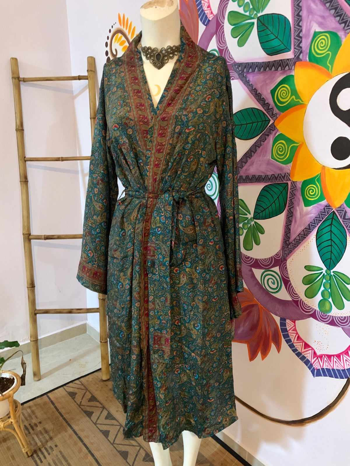 Vivi Blue Midi Kimono — view 3