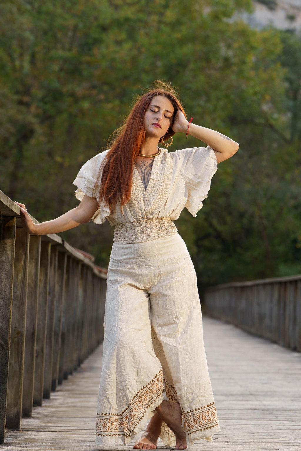 Ottilie Block-Print Cotton Pants — view 6
