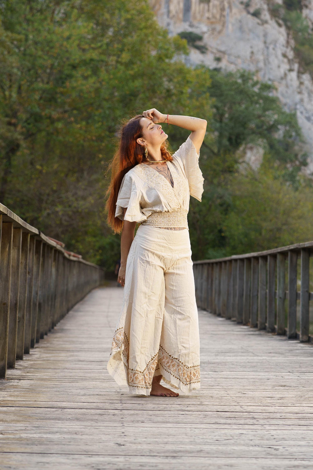 Ottilie Block-Print Cotton Pants — view 3