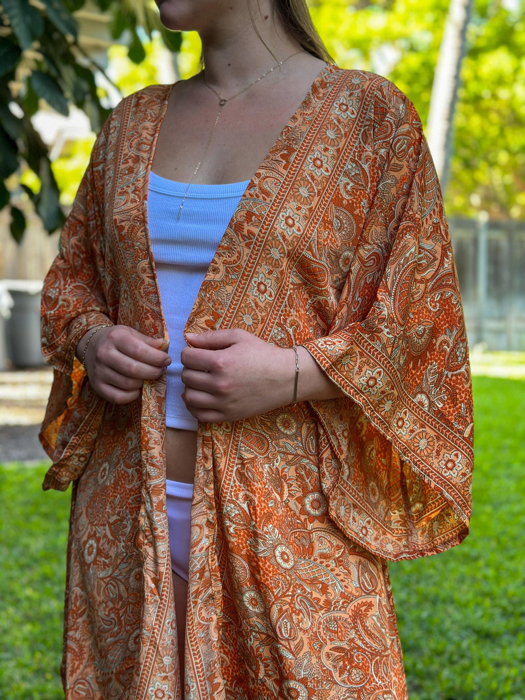Maeve Orange Wrap Kimono — view 5