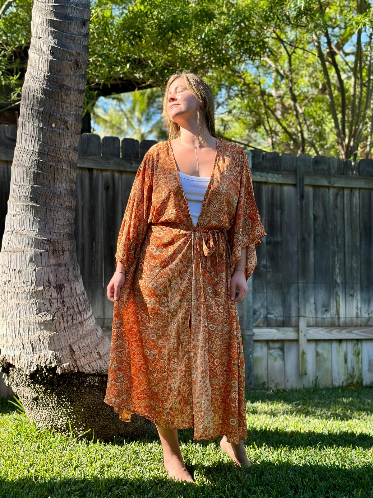 Maeve Orange Wrap Kimono — view 6
