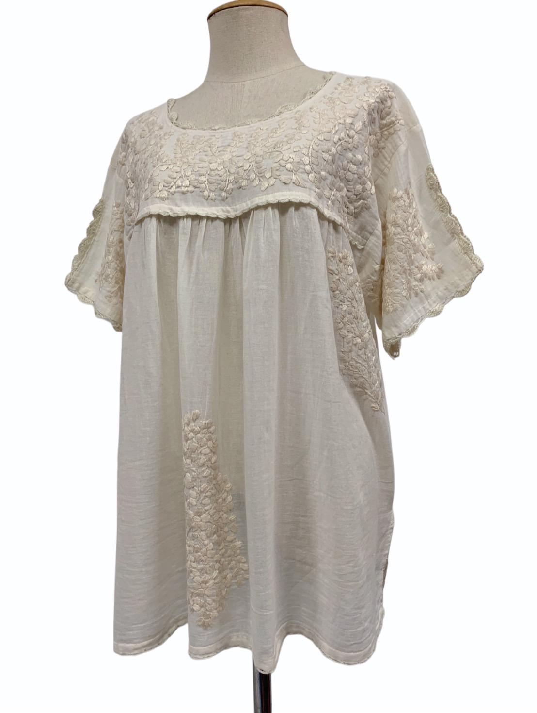 Belle Beige Cotton Blouse — view 5