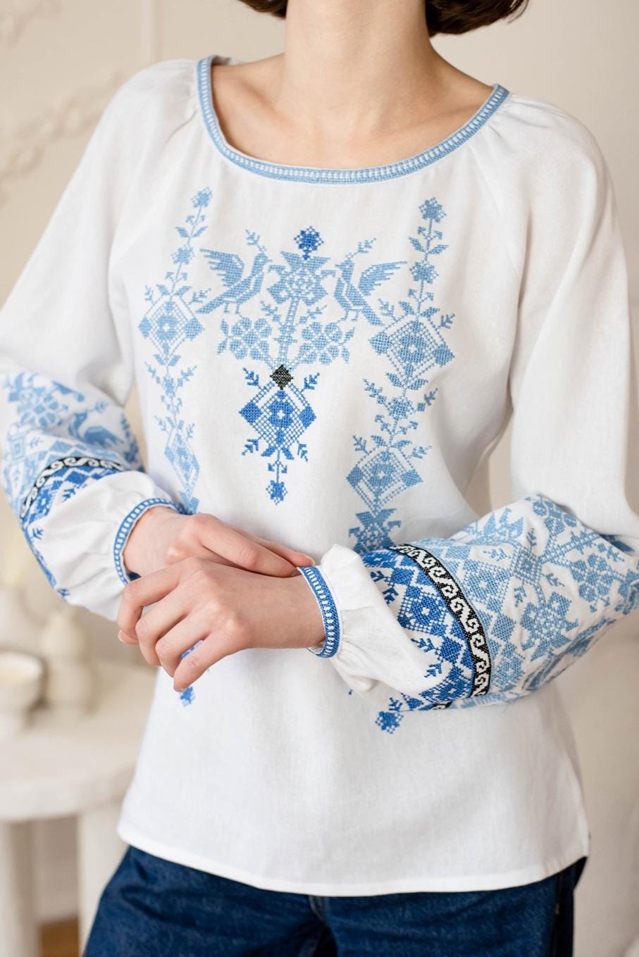 Zelda Blue Cotton Blouse — view 3