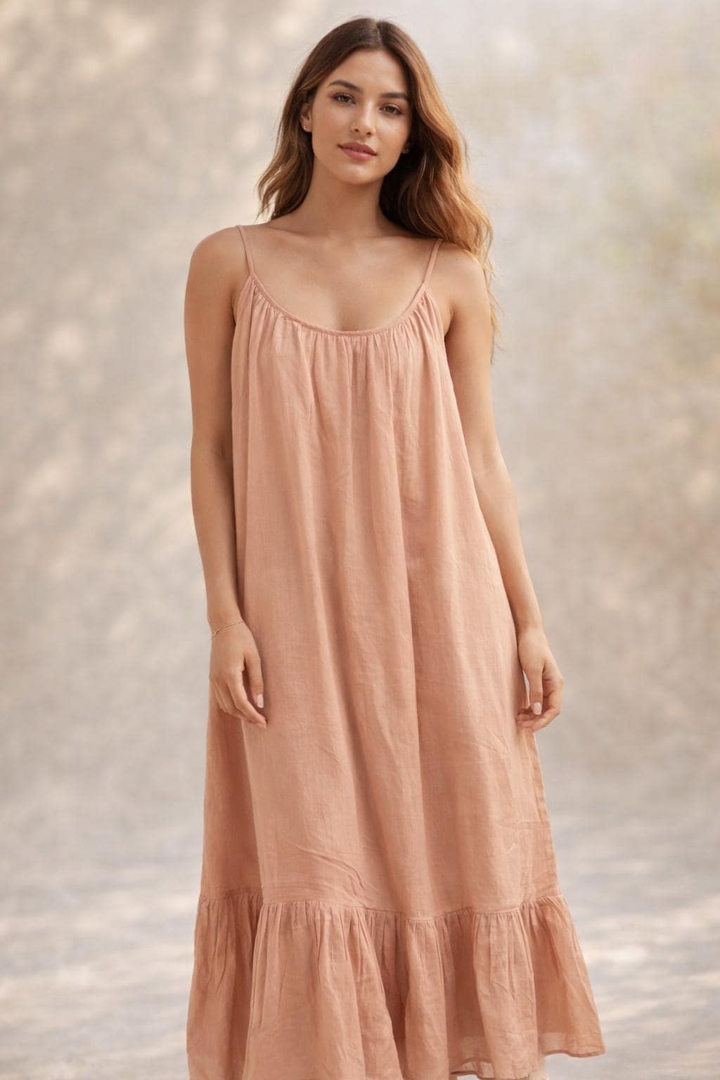 Flora Peach Cotton Maxi Dress — Hippie Chick