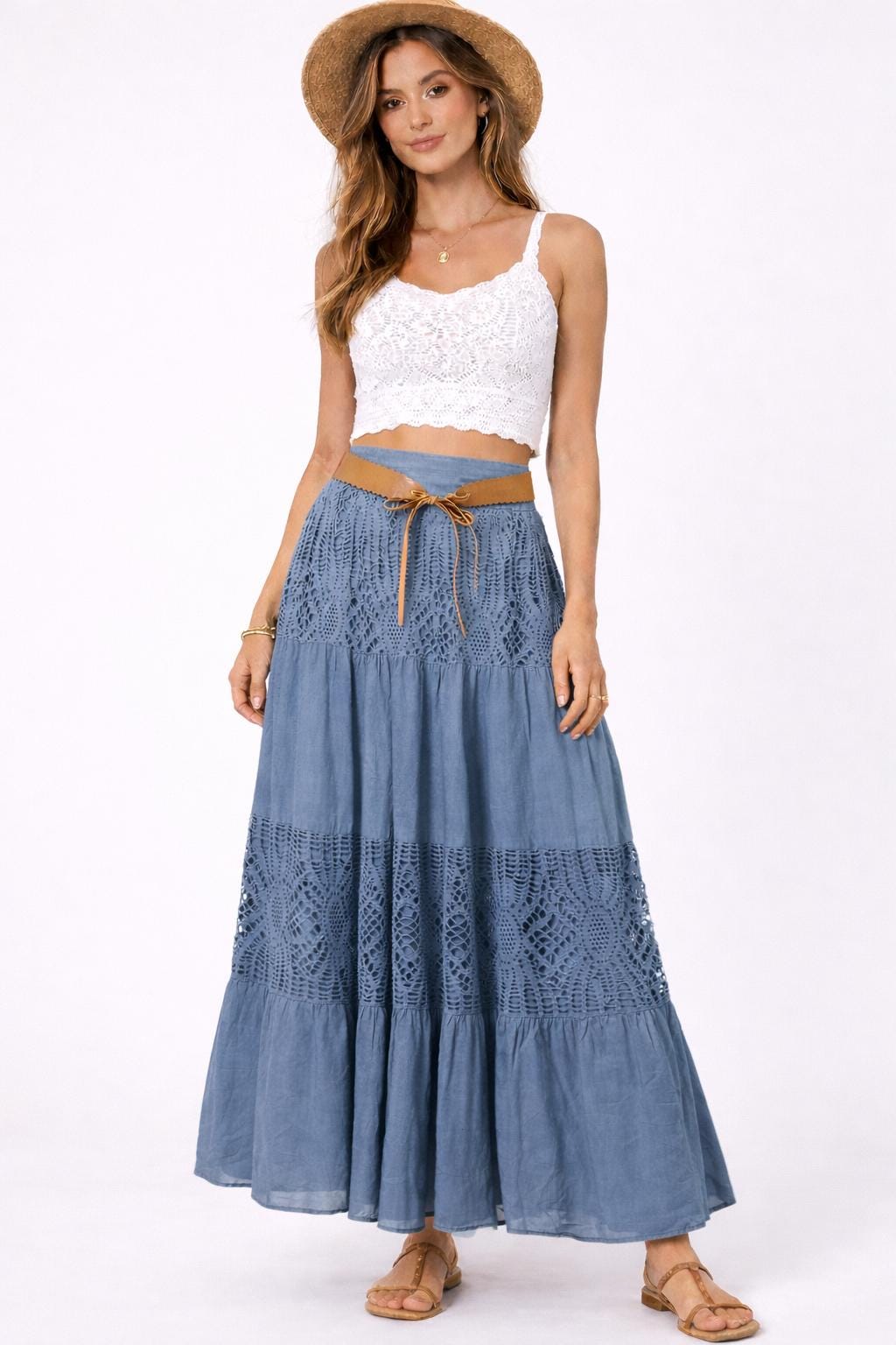 Della Burgundy Lace Maxi Skirt — view 3