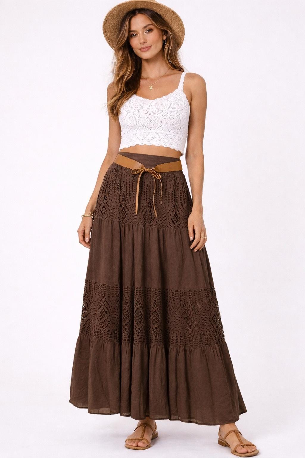 Della Burgundy Lace Maxi Skirt — Hippie Chick