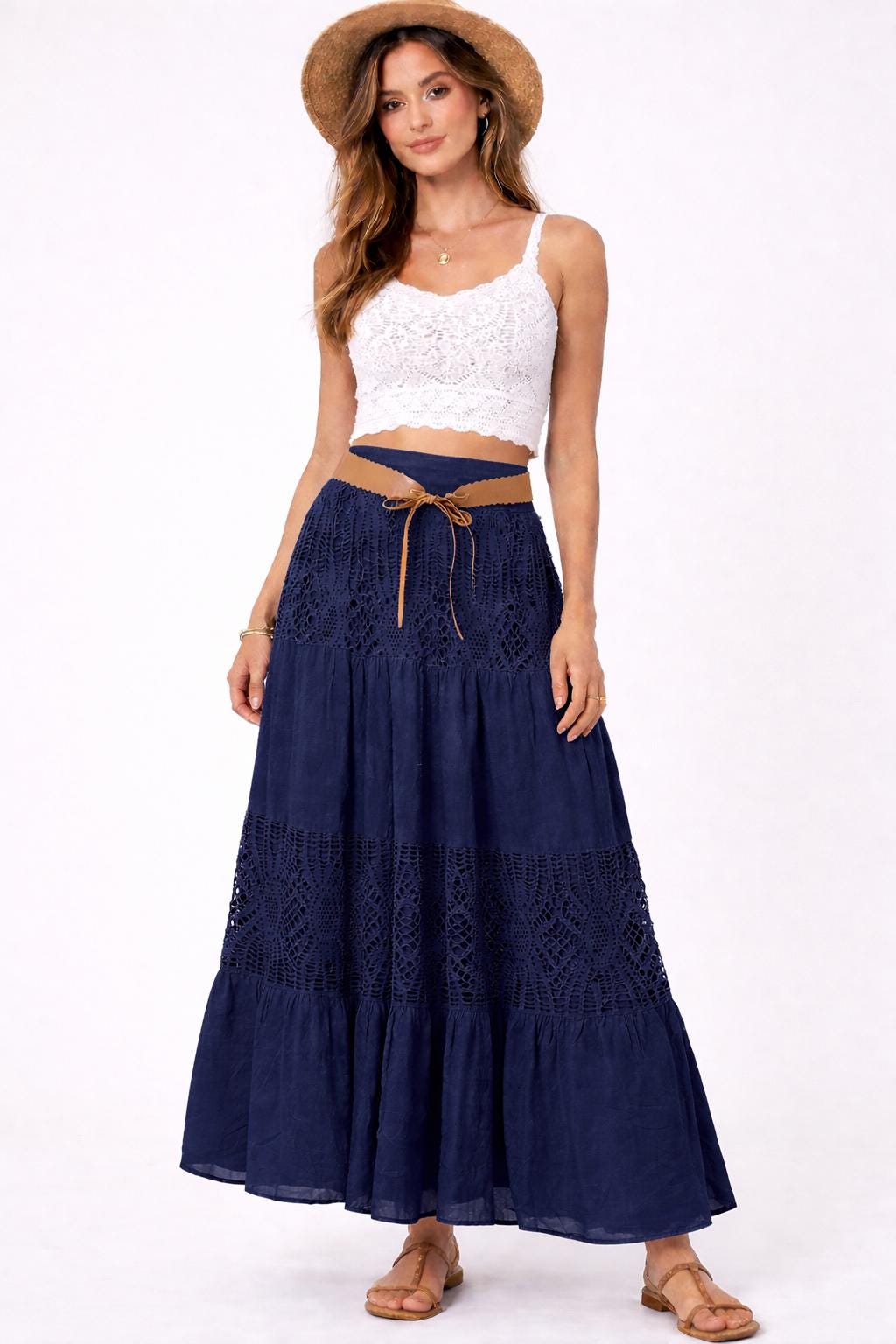 Della Burgundy Lace Maxi Skirt — view 4