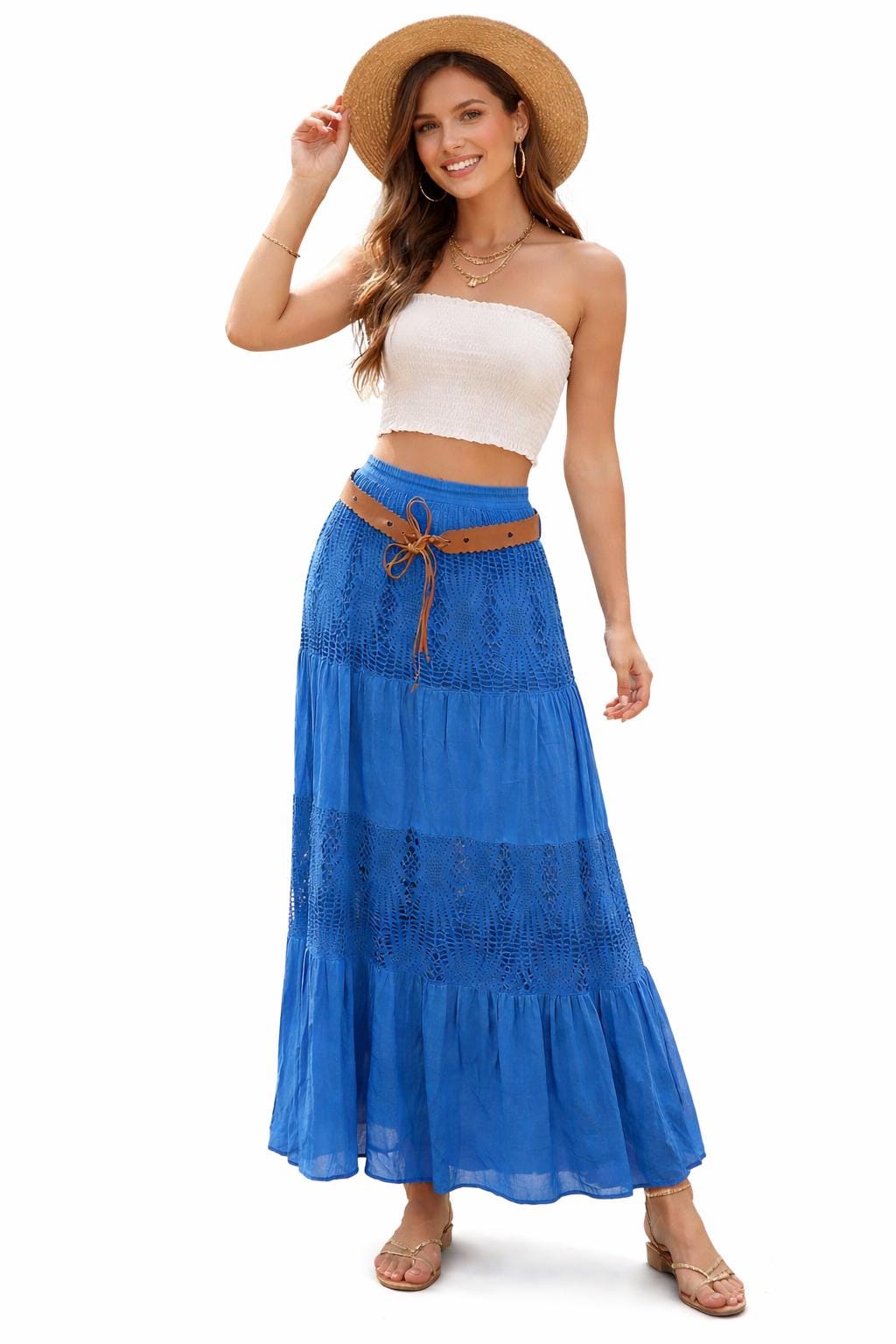 Della Burgundy Lace Maxi Skirt — view 5