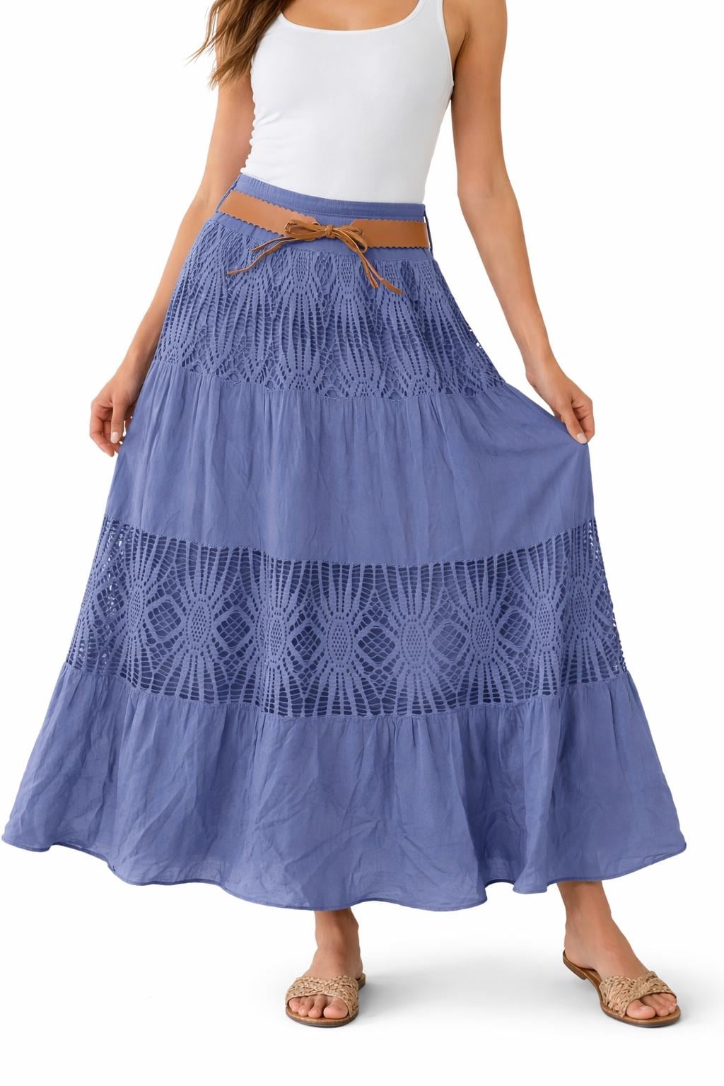 Della Burgundy Lace Maxi Skirt — view 6