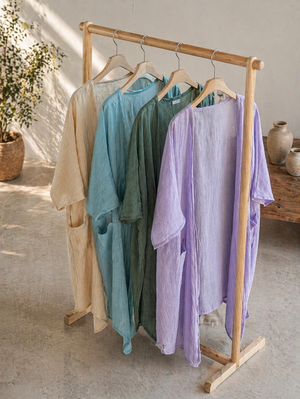 Lena Black Linen Kimono — view 5