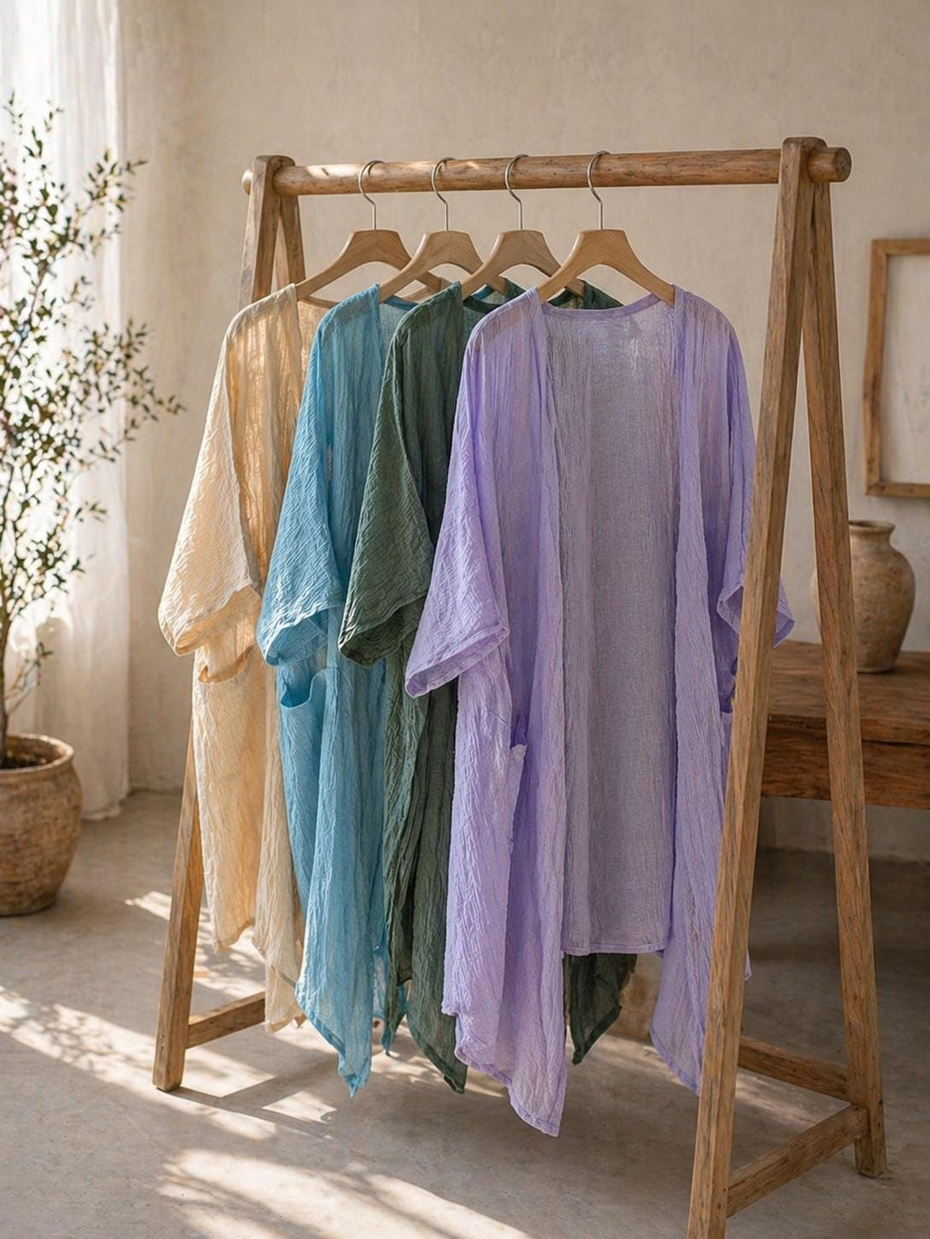 Lena Black Linen Kimono — view 4