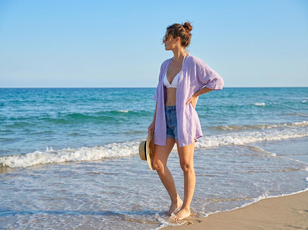 Lena Black Linen Kimono — view 2