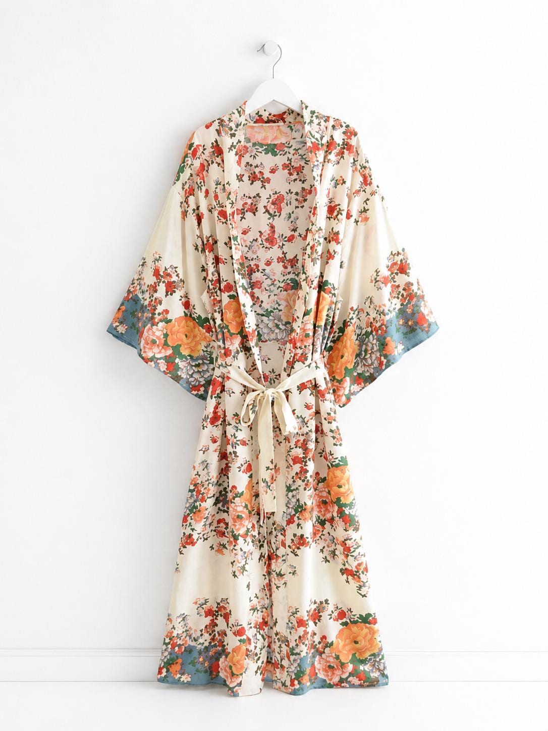 Yvette Floral Satin Kimono — Hippie Chick