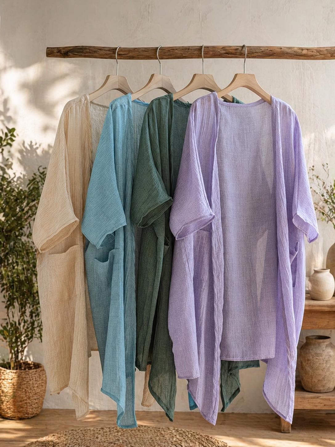 Lena Black Linen Kimono — Hippie Chick