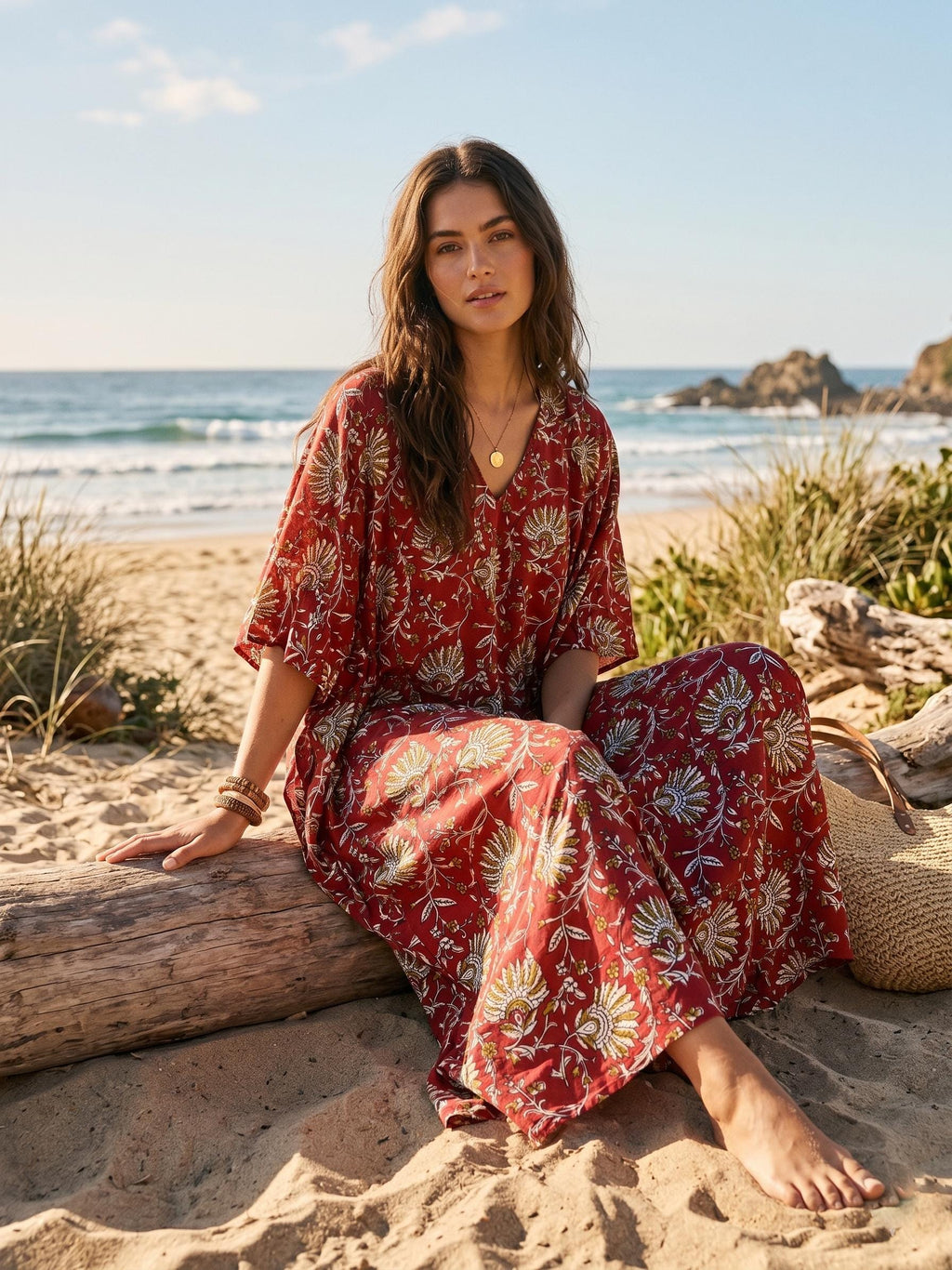 Inez Floral Kaftan Maxi Dress — Hippie Chick