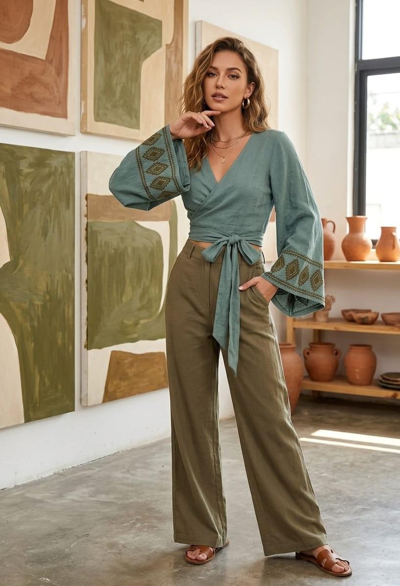 Neve Sage Wrap Blouse — Hippie Chick