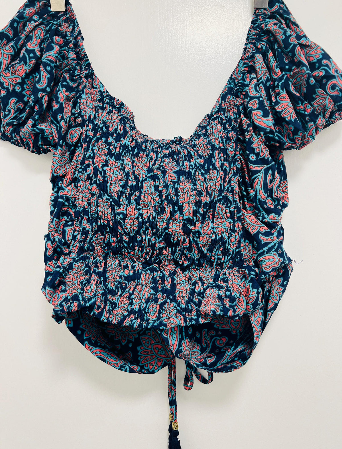 Nina Paisley Smocked Blouse — view 5