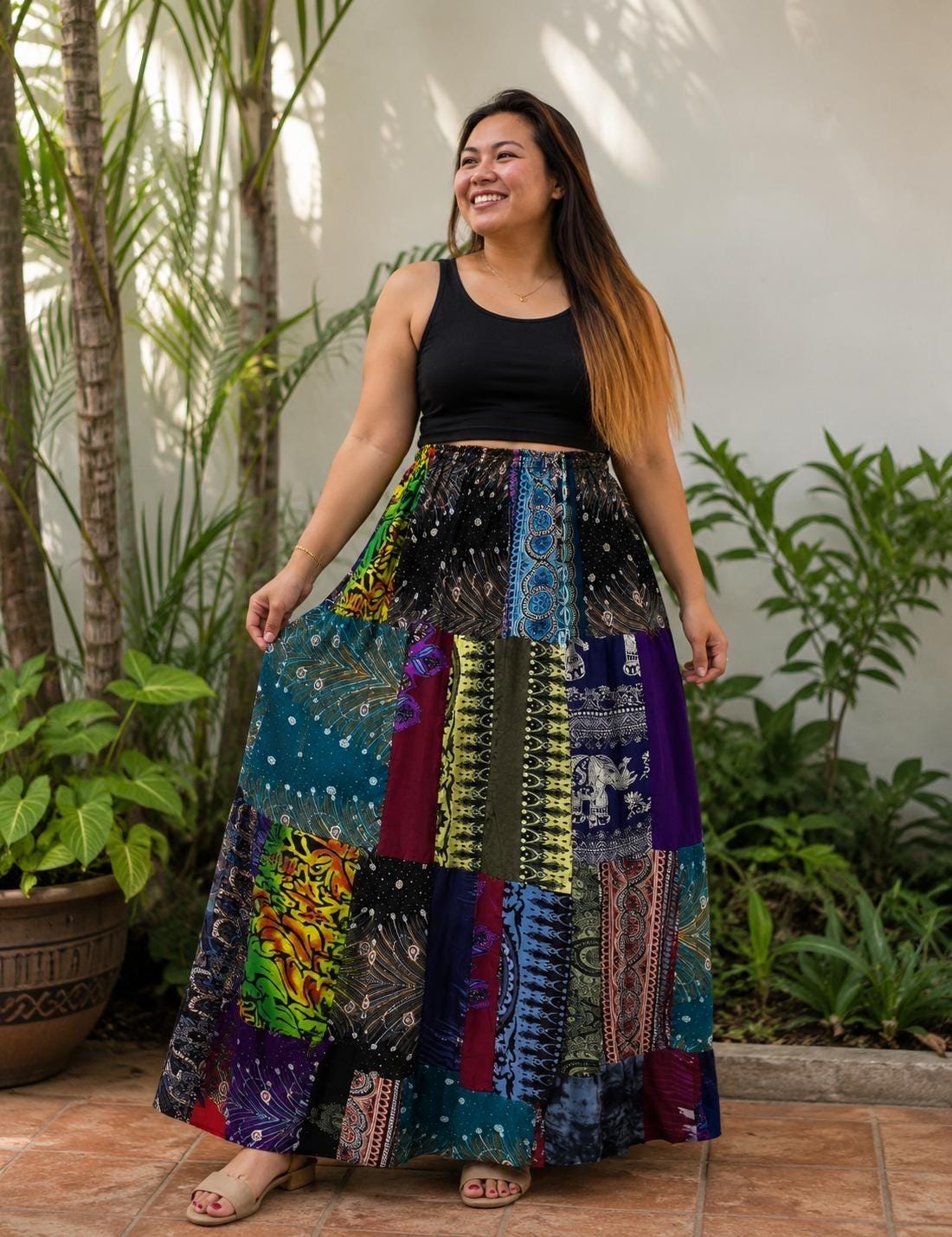 Lotte Black Tiered Maxi Skirt — view 3