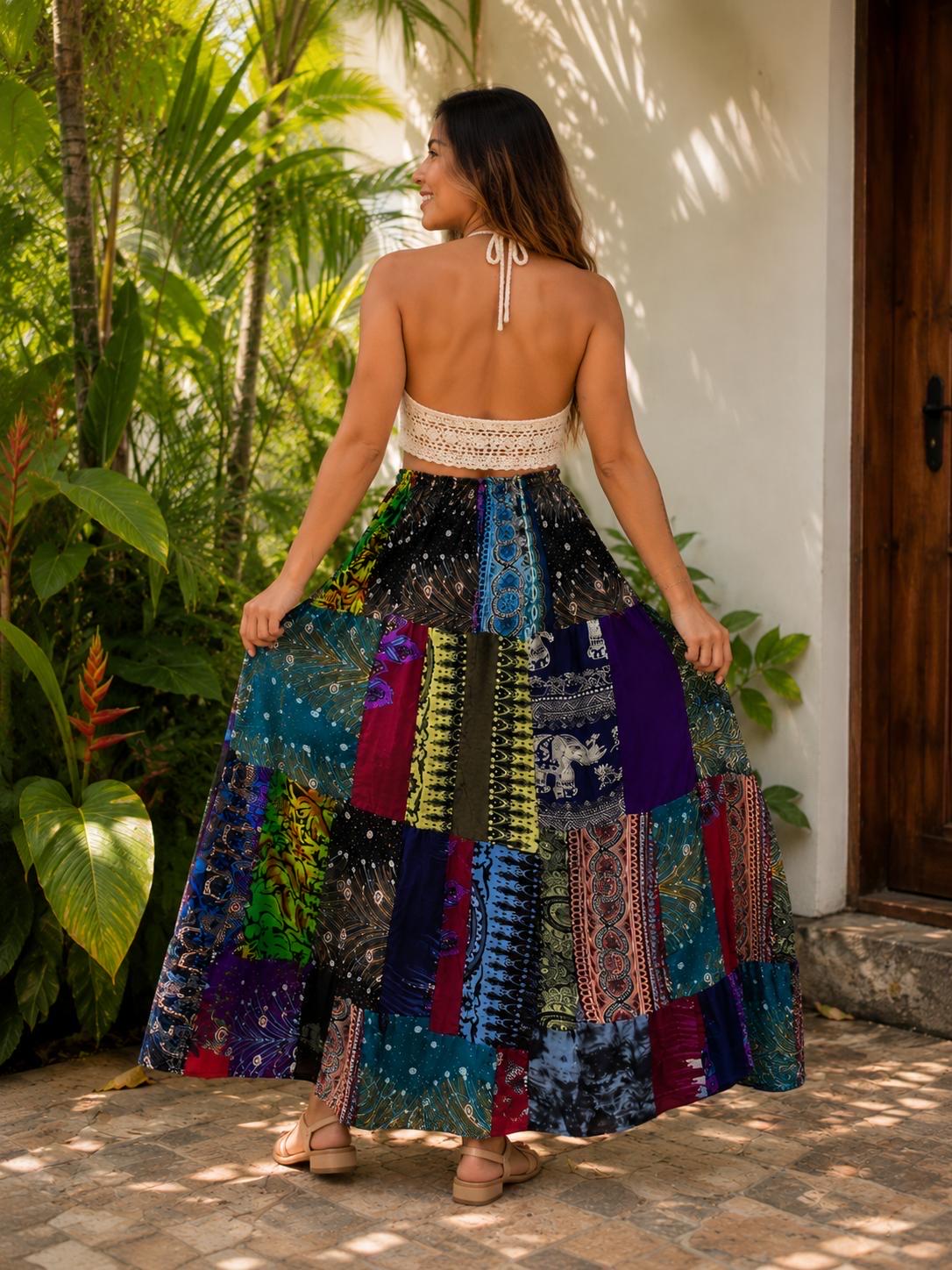 Lotte Black Tiered Maxi Skirt — view 6