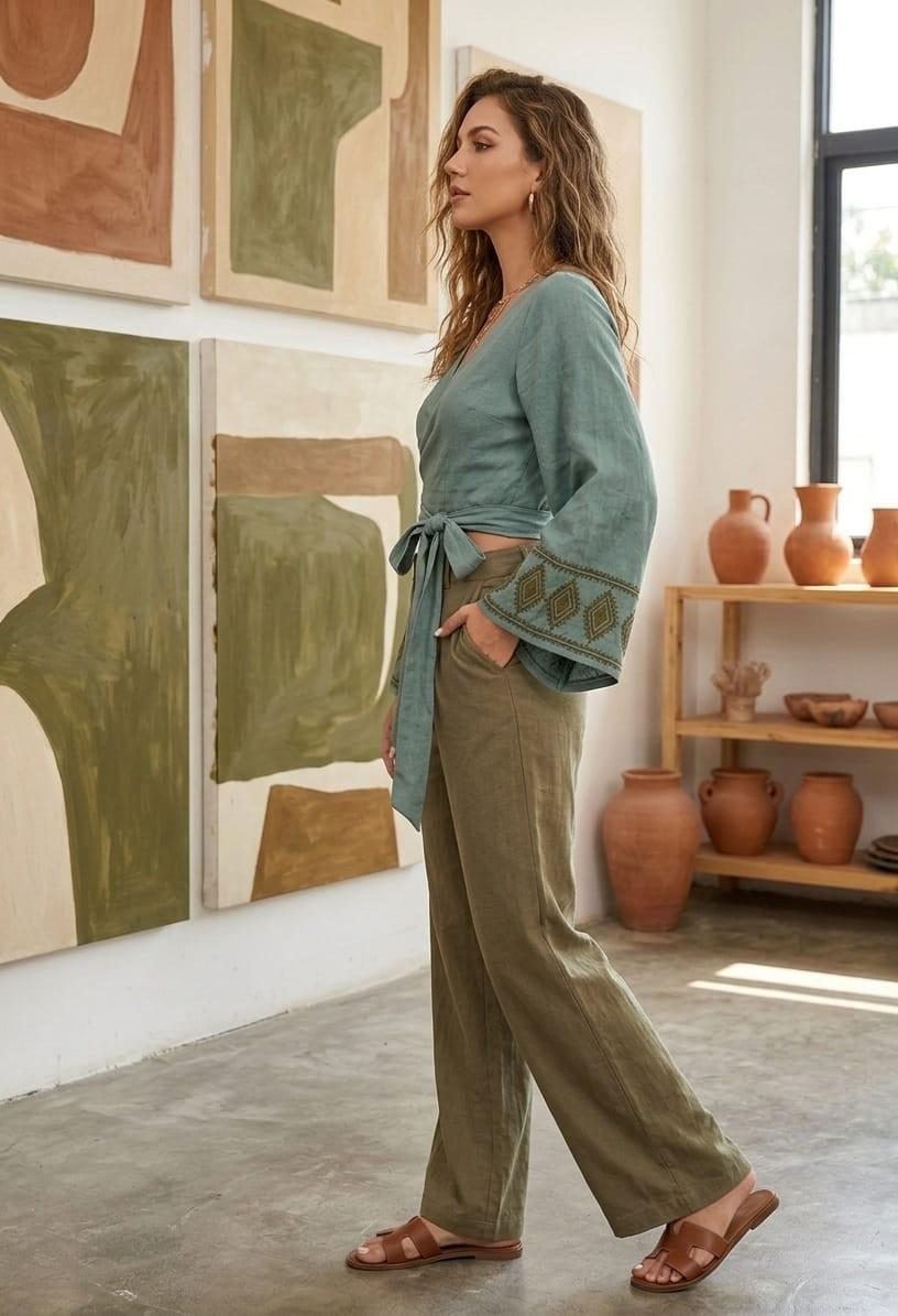 Neve Sage Wrap Blouse — view 2