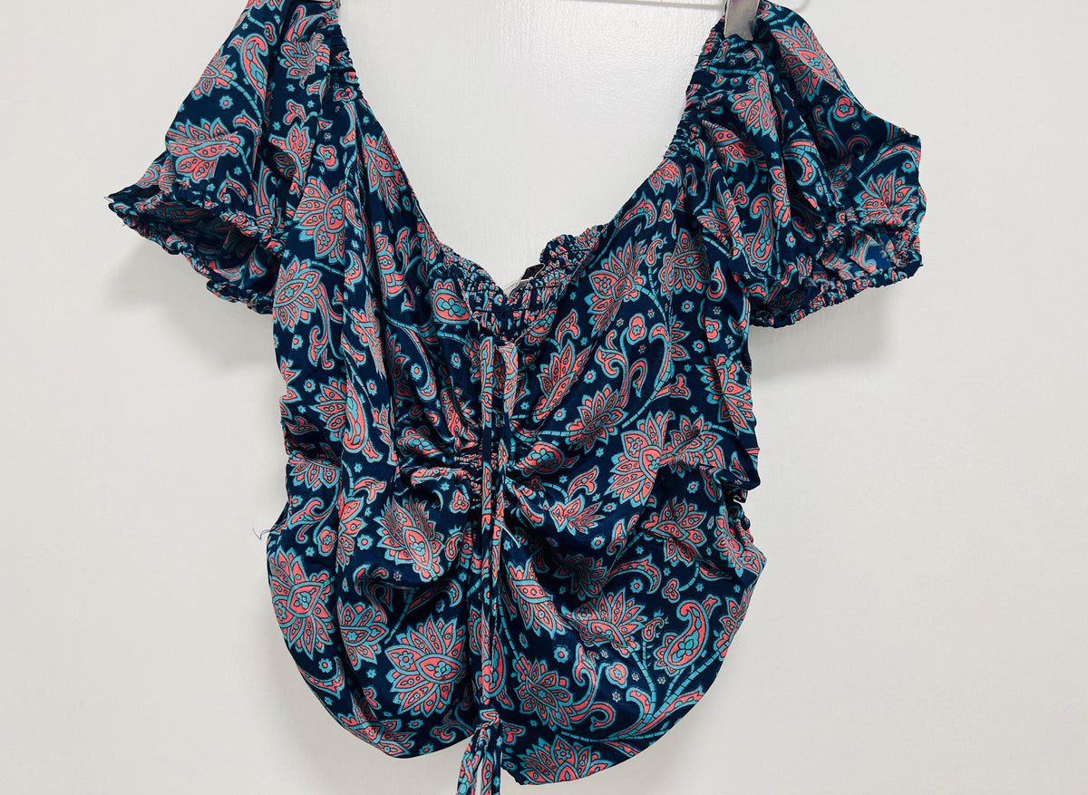 Nina Paisley Smocked Blouse — view 4