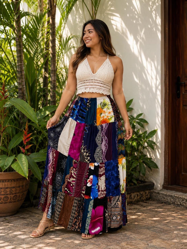 Lotte Black Tiered Maxi Skirt