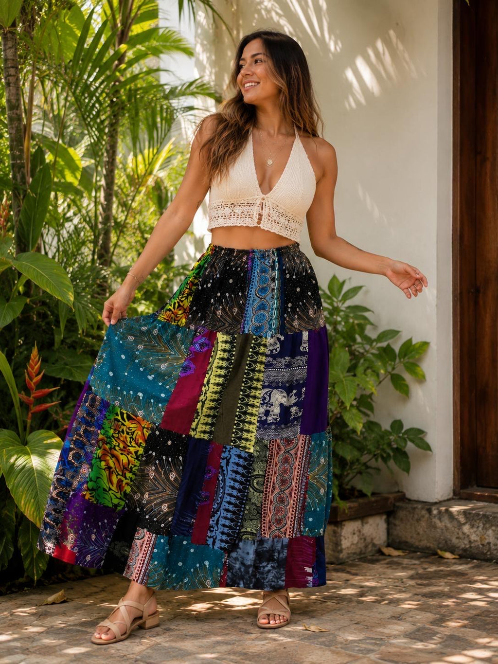 Lotte Black Tiered Maxi Skirt — view 5