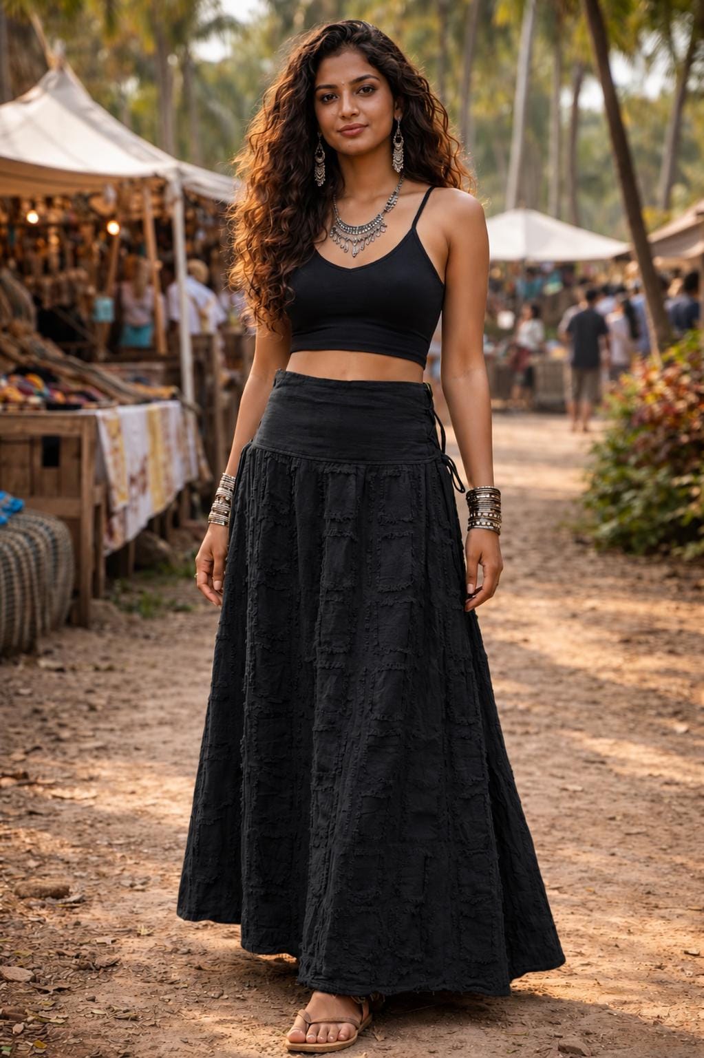 Romy Olive Wrap Maxi Skirt — view 5