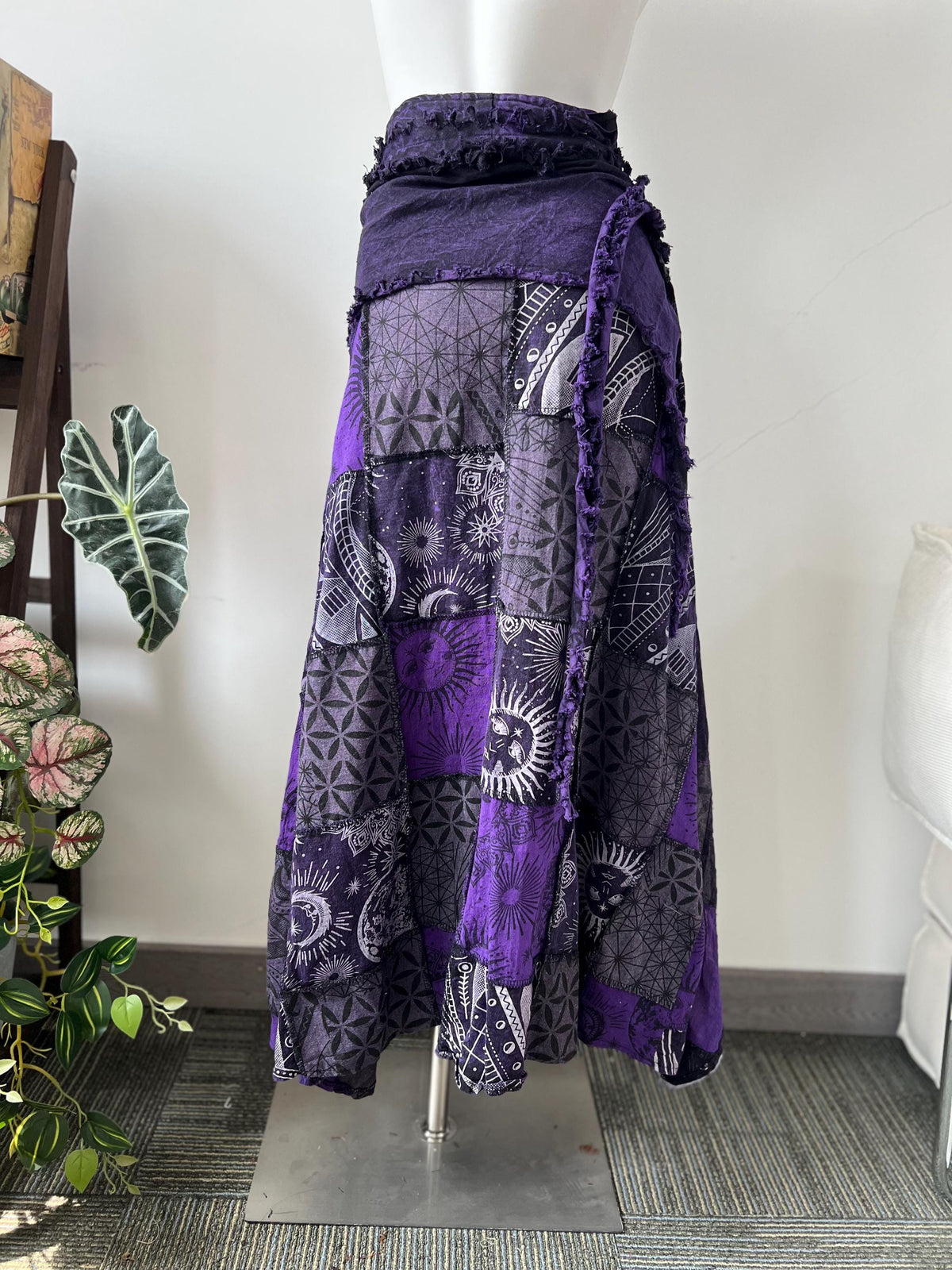 Cleo Navy Cotton Wrap Maxi Skirt — view 3