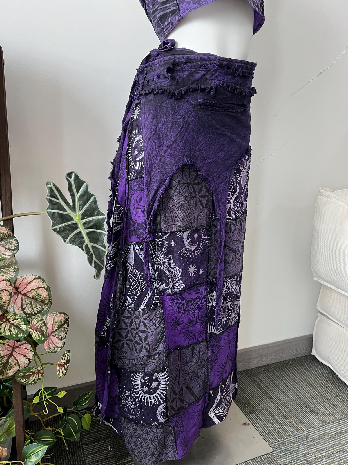 Cleo Navy Cotton Wrap Maxi Skirt — view 4