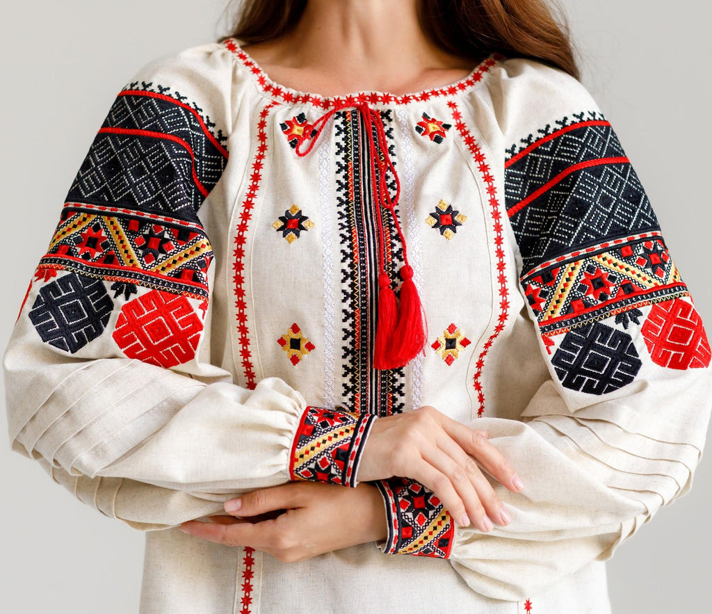 Grace Beige Linen Blouse — view 4