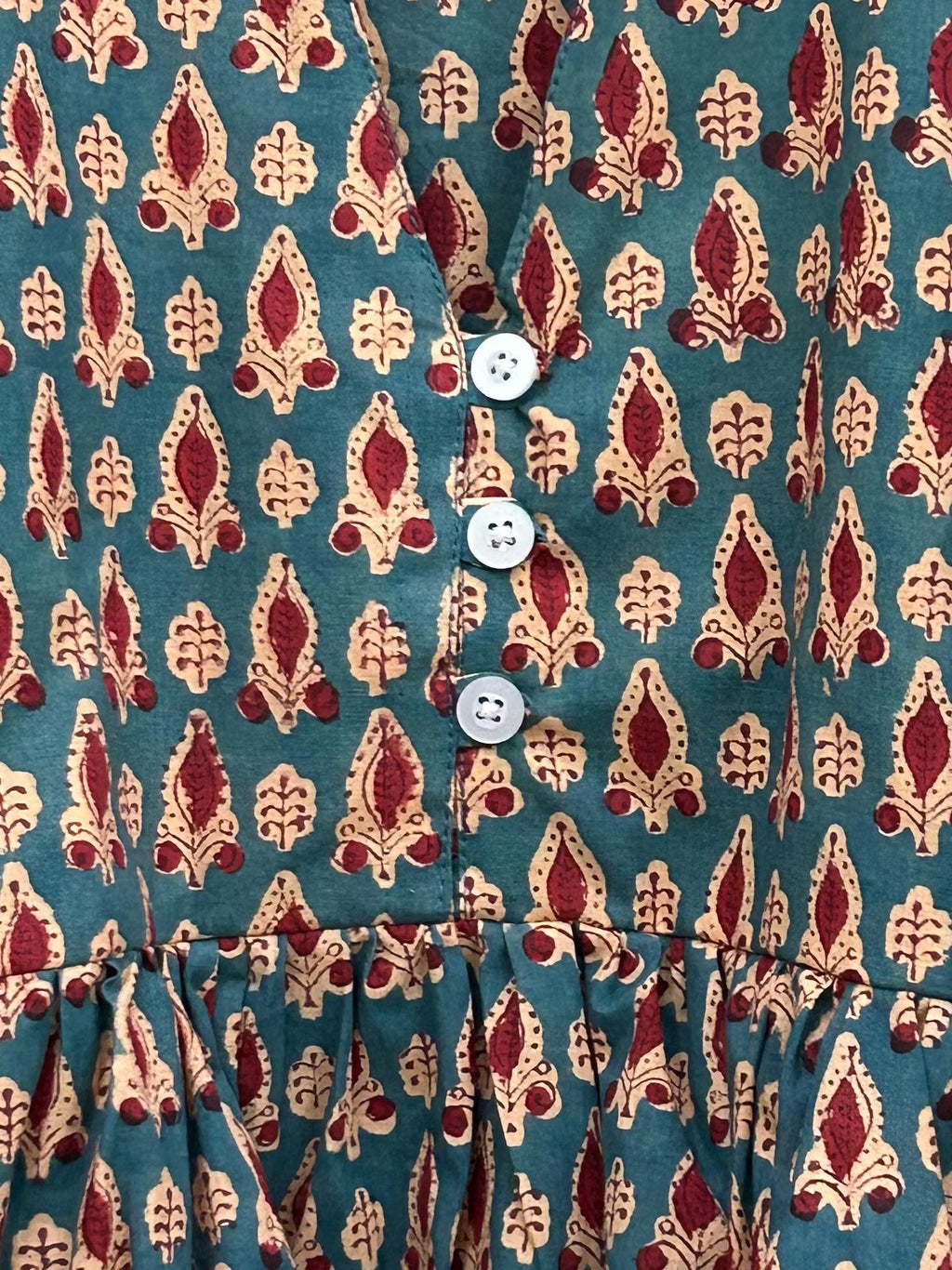 Rosa Block-Print Cotton Ruffle Blouse — view 3