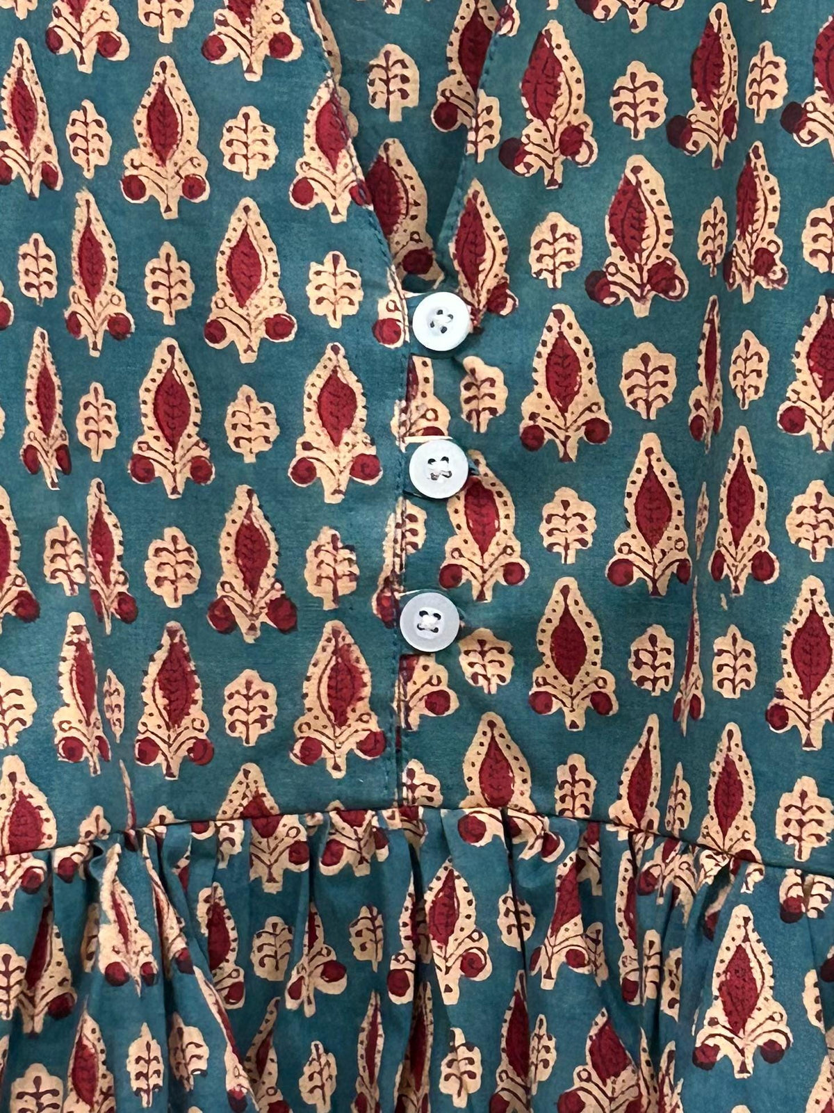 Rosa Block-Print Cotton Ruffle Blouse — view 3