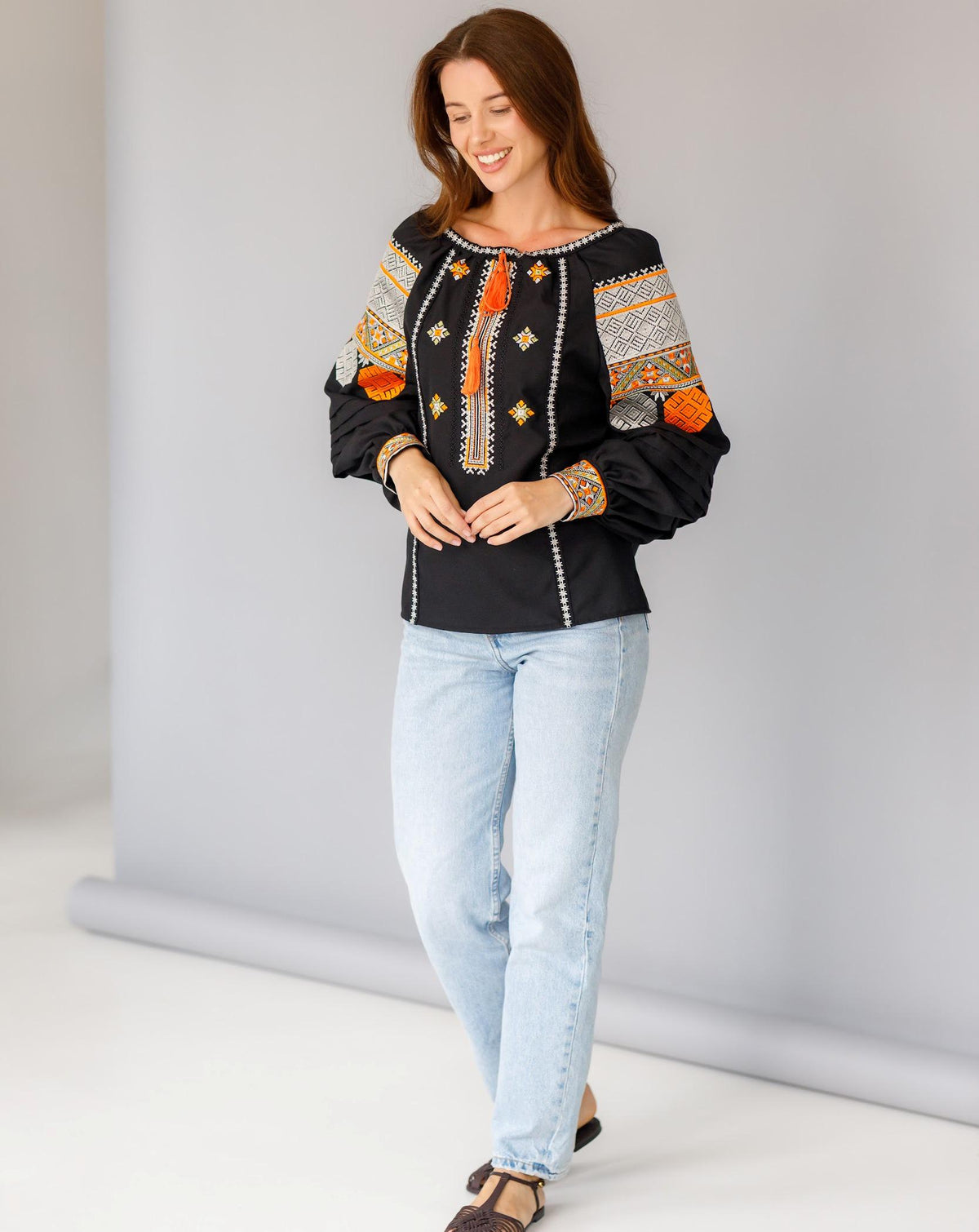 Grace Beige Linen Blouse — view 2