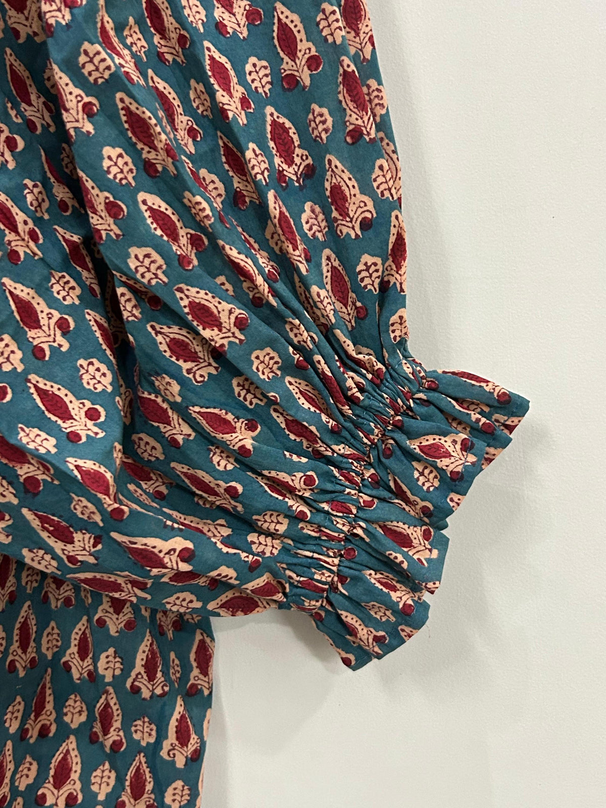 Rosa Block-Print Cotton Ruffle Blouse — view 5