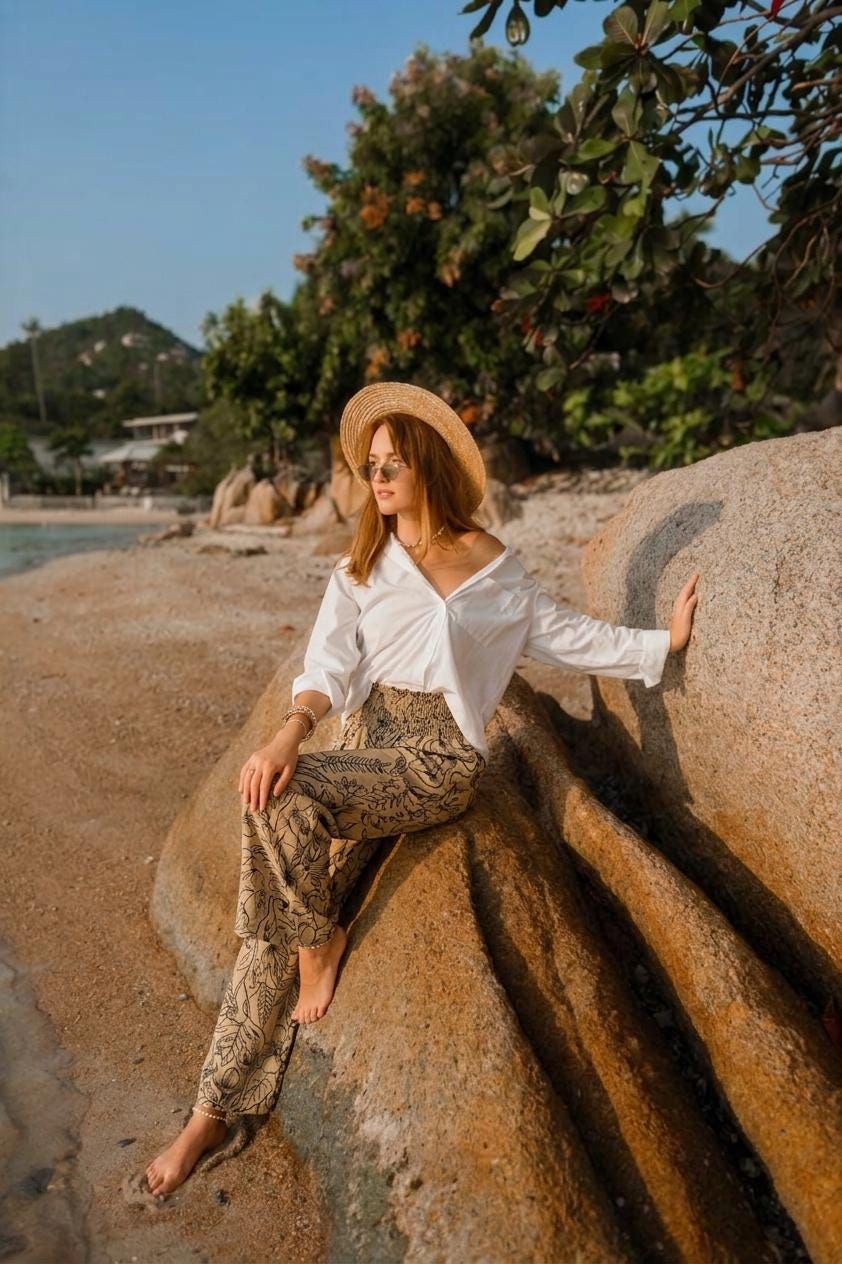 Dahlia Botanical Linen Pants — view 5