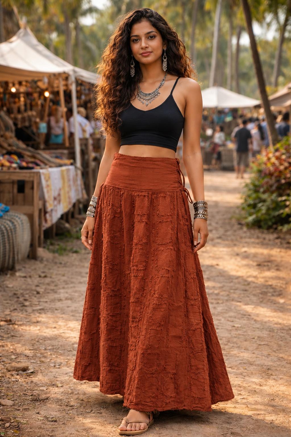 Romy Olive Wrap Maxi Skirt — view 3